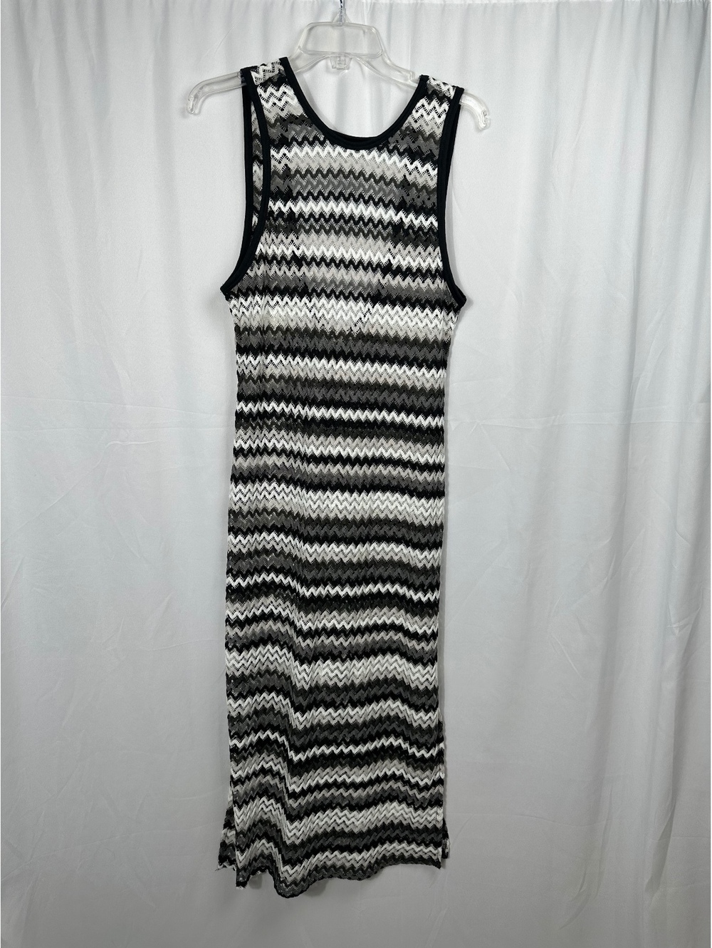 Miken Swim Black and White Chevron Knit Maxi Dress XL